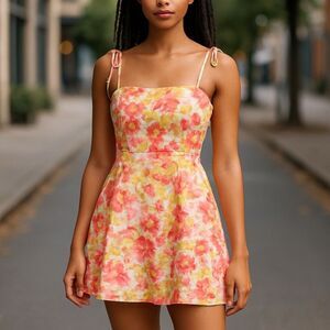 Old Navy XS Floral Sundress – Pink Yellow Summer Mini Dress